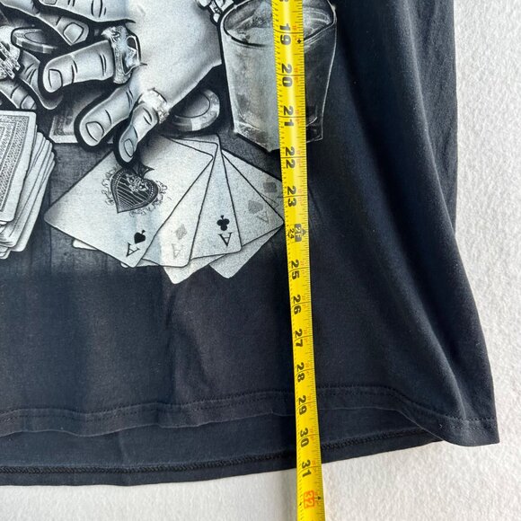 Popeyes Shirt Mens Size XL Black Graphic Poker Grunge Distressed Worn FLAWED - Picture 6 of 12